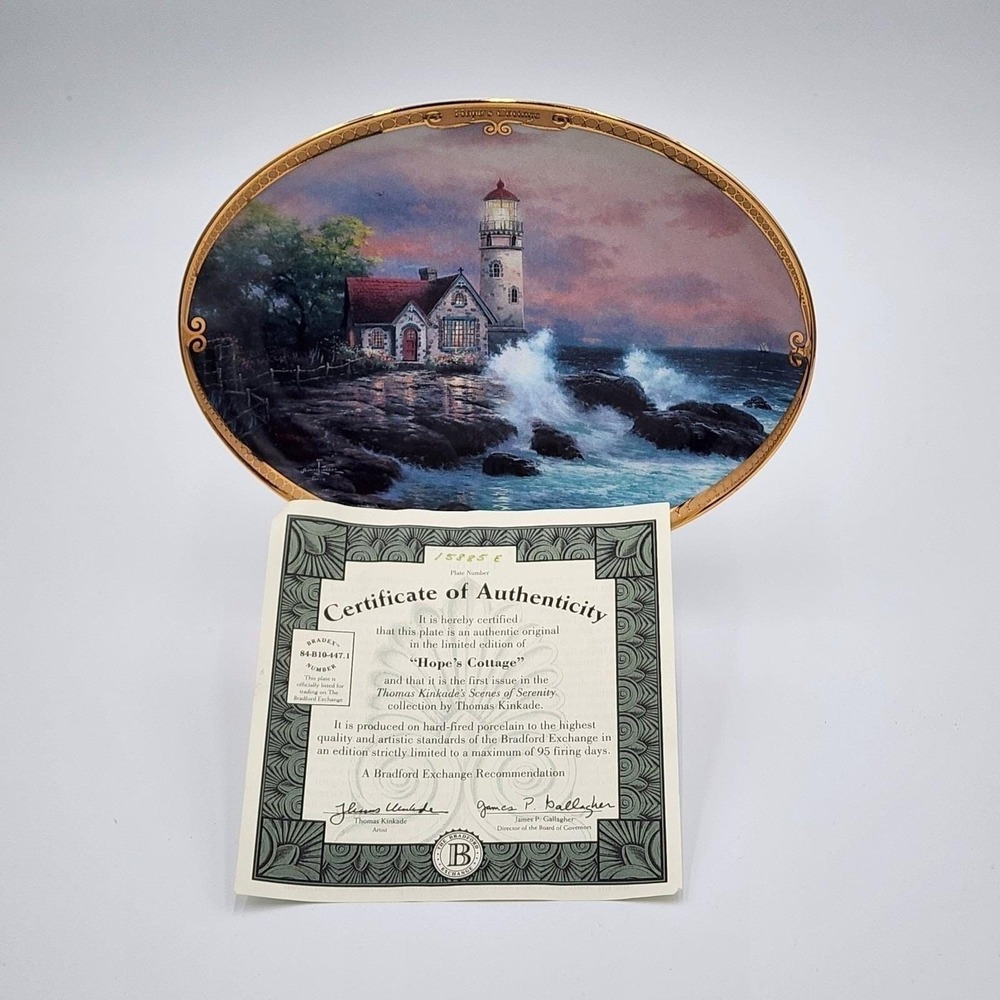 Vintage Thomas Kinkade Hopes Cottage Collector Plate 1995 COA Box 8.75 Inch